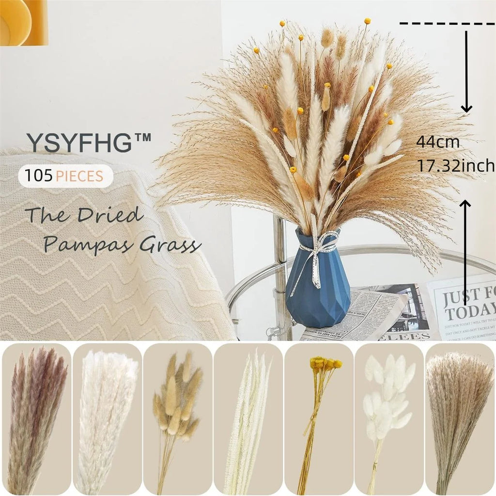 Natural Dried Pampas Reeds Bouquet — Boho Wedding & Home Decor