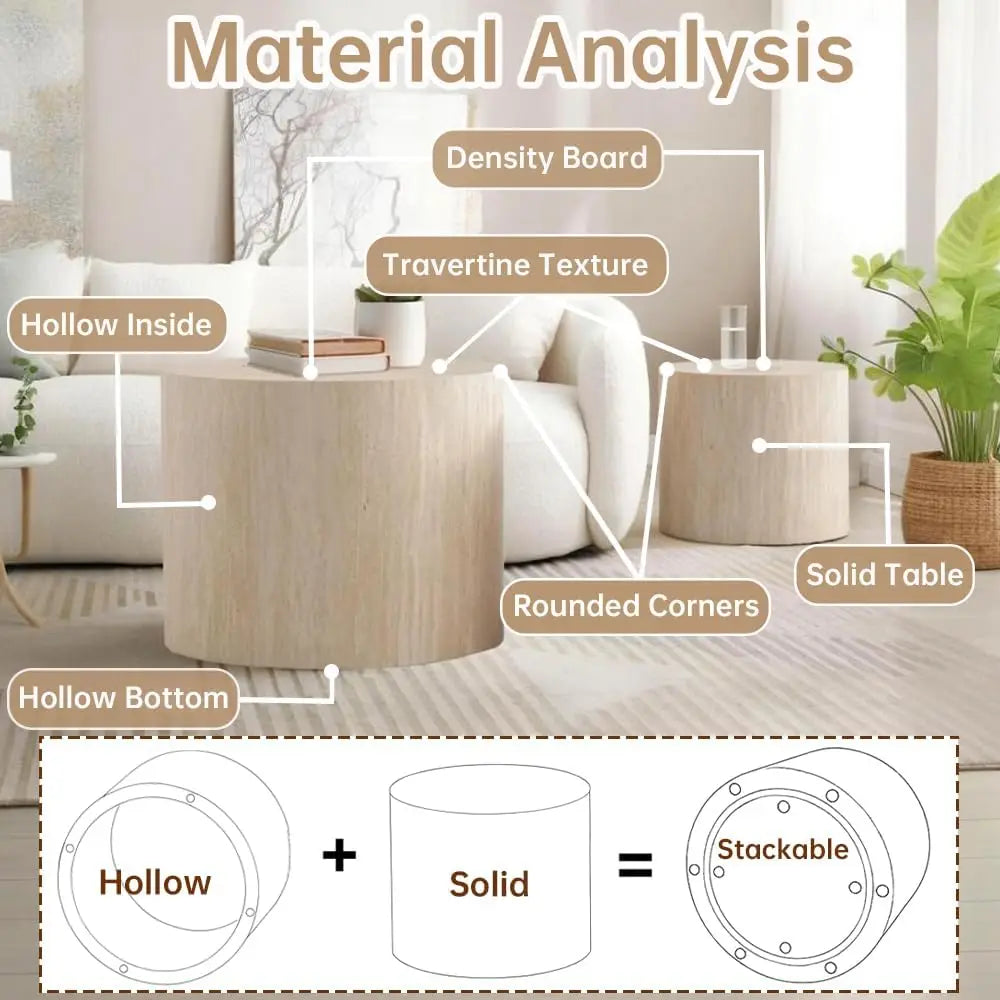 Travertine nesting coffee table set — alternate product view