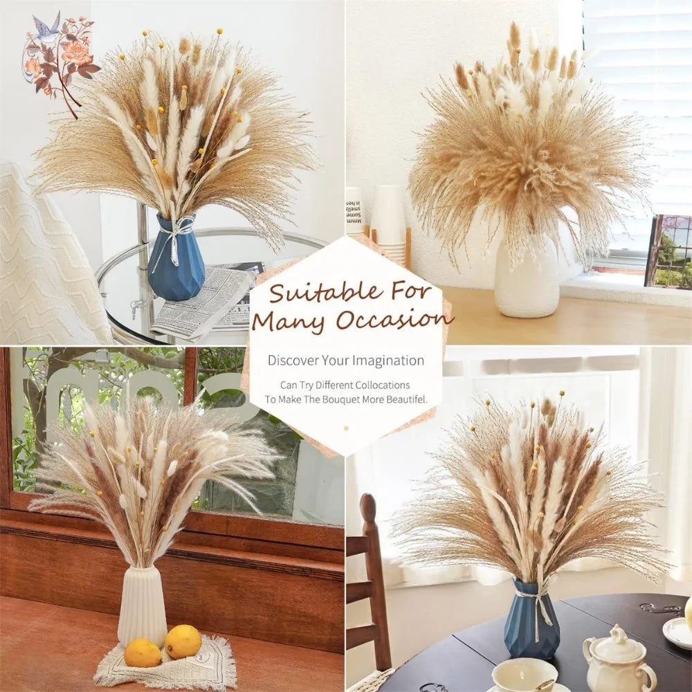 Natural Dried Pampas Reeds Bouquet — Boho Wedding & Home Decor