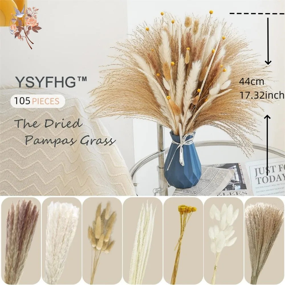 Natural Dried Pampas Reeds Bouquet — Boho Wedding & Home Decor