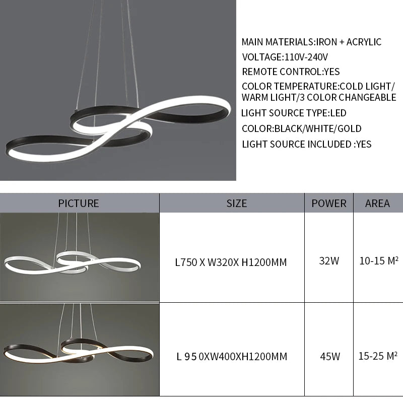 Sculptural Kitchen Island Pendant — Infinity Loop Design