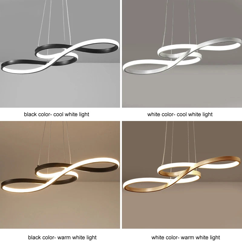 Sculptural Kitchen Island Pendant — Infinity Loop Design