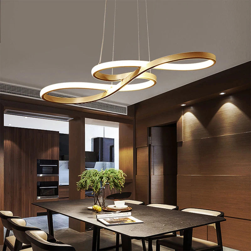 Sculptural Kitchen Island Pendant — Infinity Loop Design