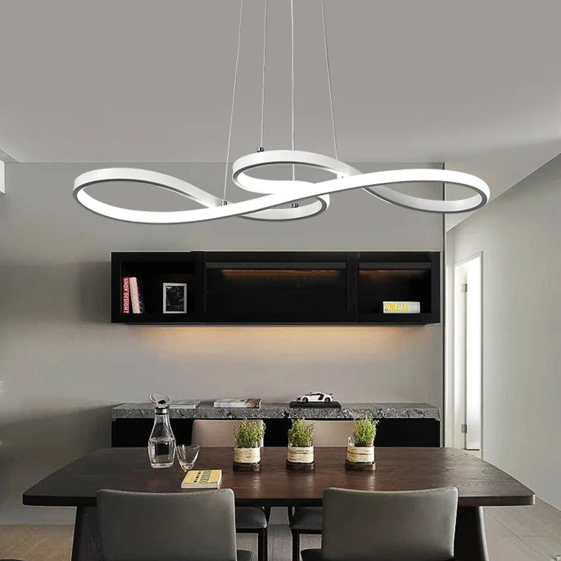 Sculptural Kitchen Island Pendant — Infinity Loop Design