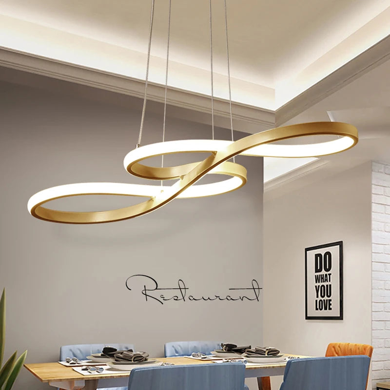 Sculptural Kitchen Island Pendant — Infinity Loop Design