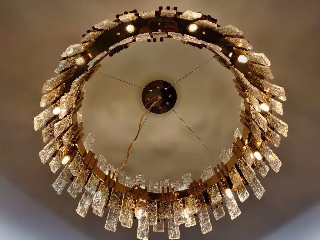 Nordic two-tier glass ceiling chandelier with LED lighting