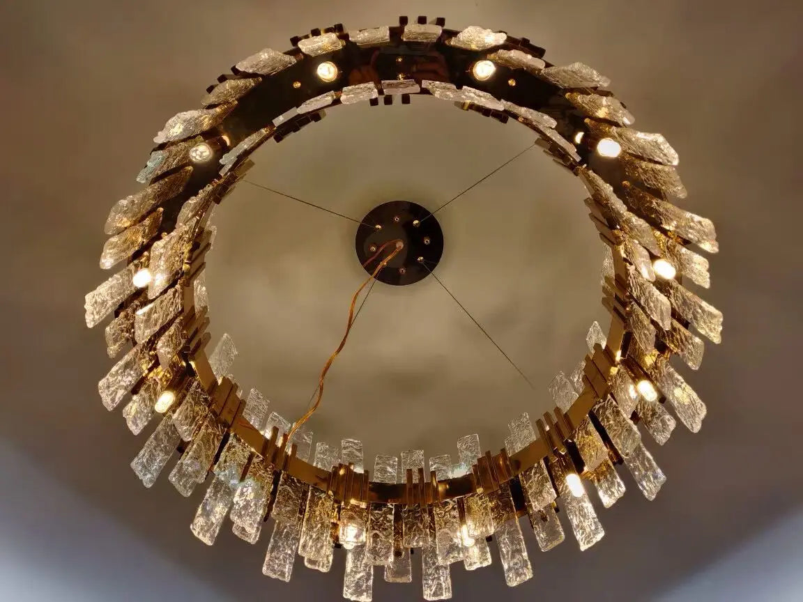 Nordic two-tier glass ceiling chandelier with LED lighting