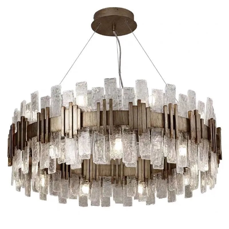 Nordic two-tier glass ceiling chandelier with LED lighting