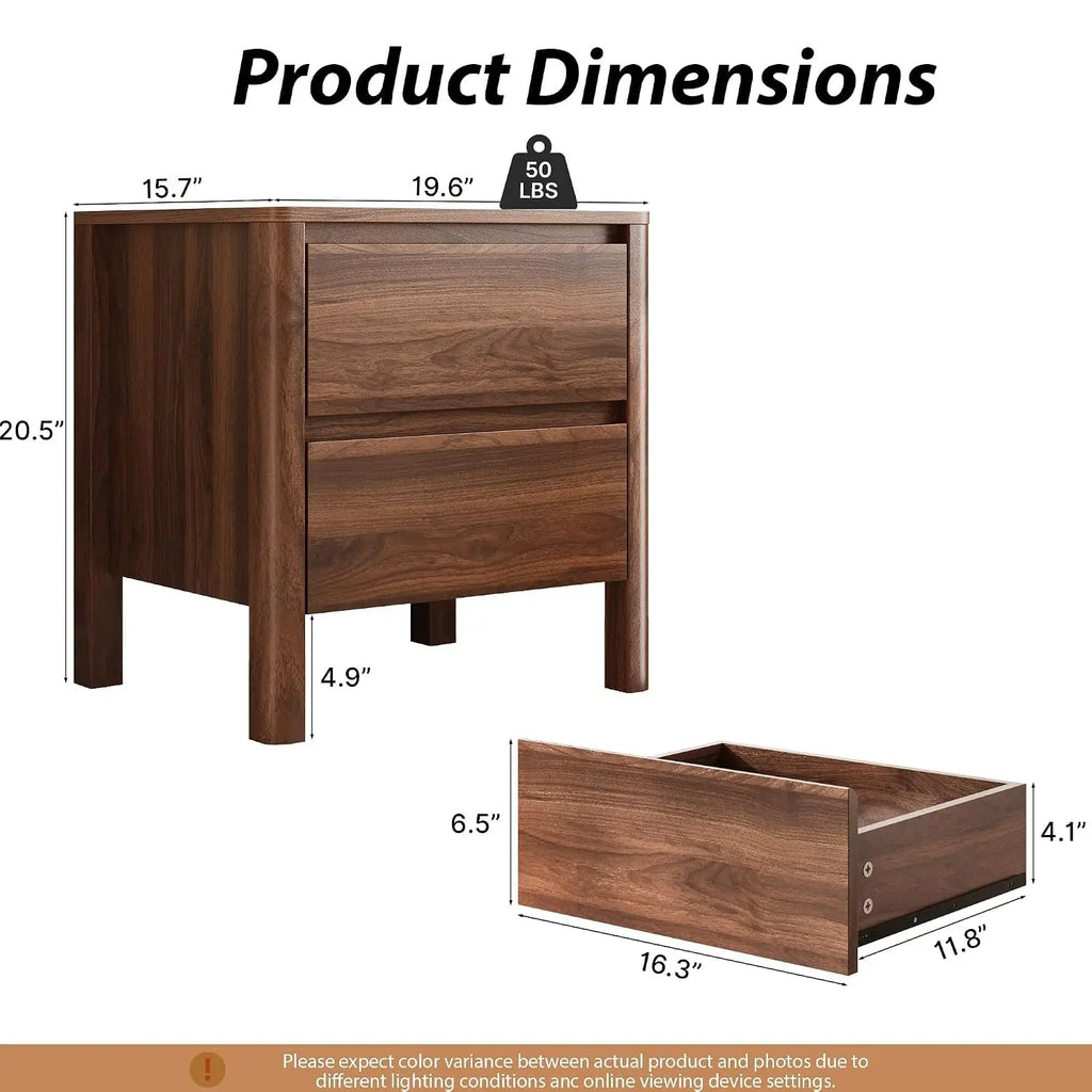 Walnut three-piece dresser and nightstand bedroom set