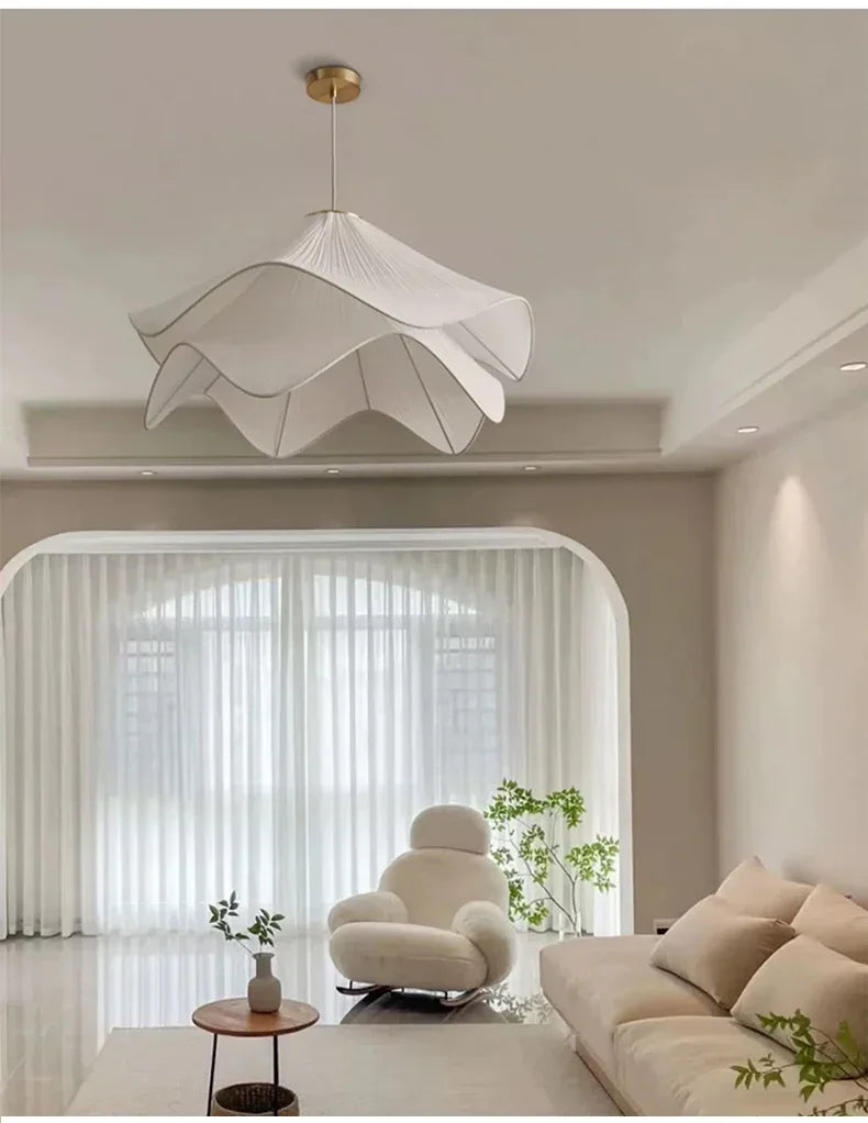 French Cream Style Chandelier Living Room Lamp Main Lamp Bedroom Light Nordic Simple Warm Romantic Master Bedroom Straw Hat Lamp — image 14