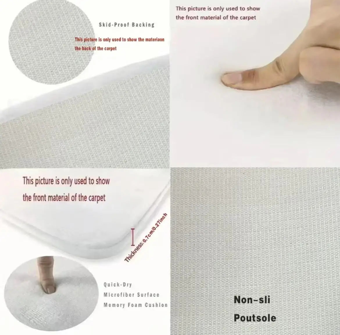 Flannel Modern Area Rug — Non-Slip Washable — detail view