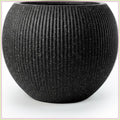 Fiberstone Sphere Planter — 12.6in D x 10in H, Ribbed Black
