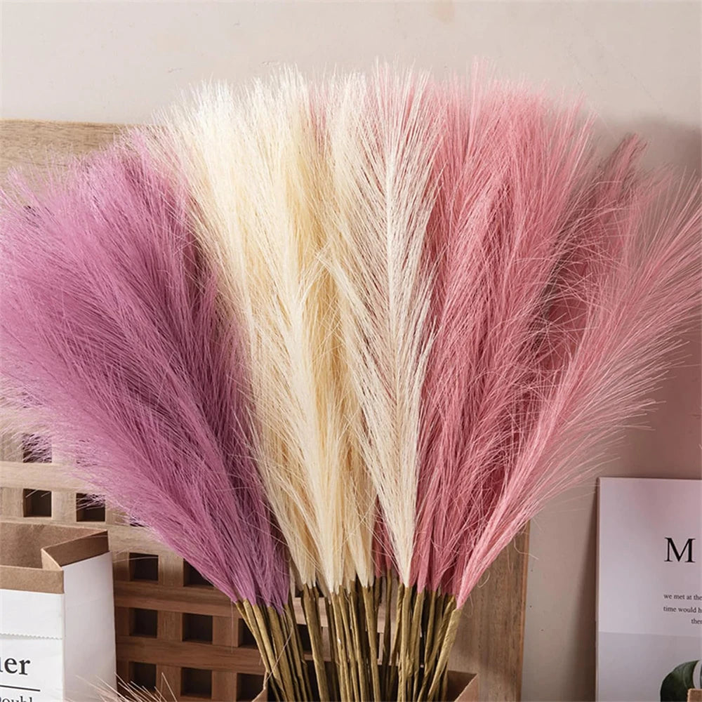 Fluffy Pampas Grass Bundle — Boho Faux Reed Decor, 16.5in