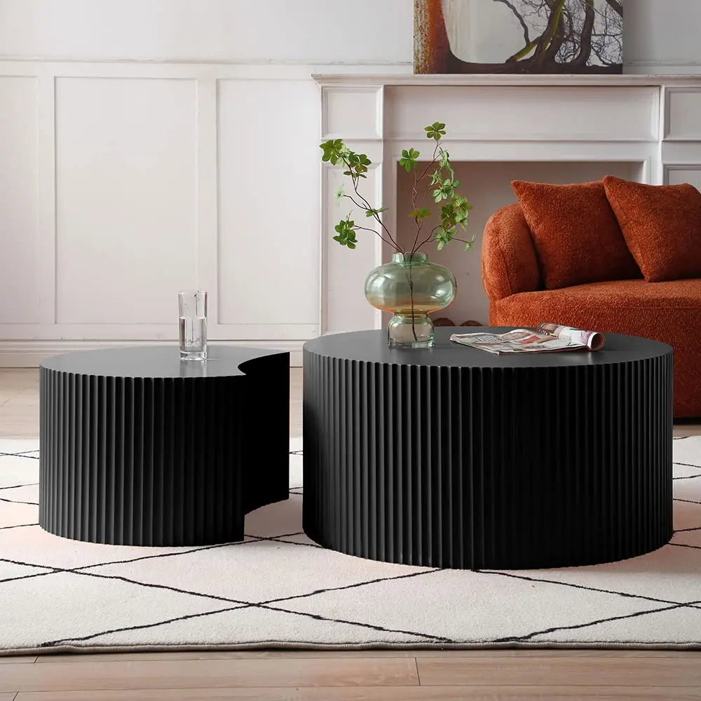 Drum Stone Coffee Table - Faux Marble Modern