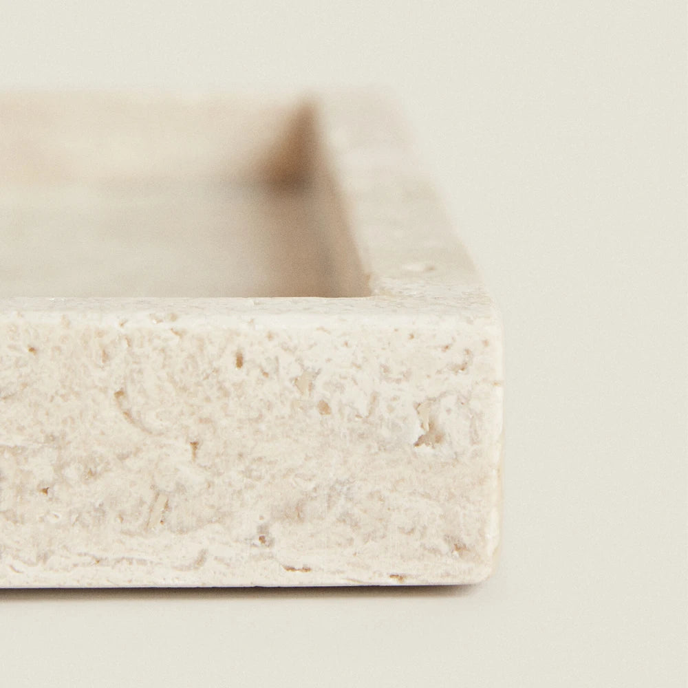 Travertine Vanity Tray — Rectangle Sink Organizer