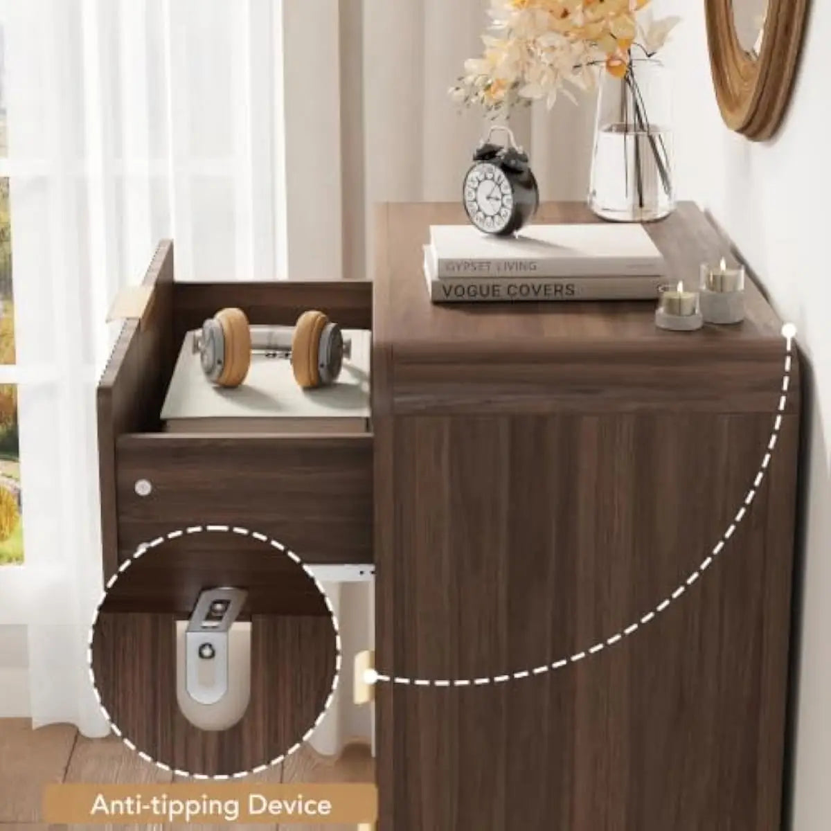 48" Fluted 5-Drawer Dresser — Walnut Bedroom Chest
