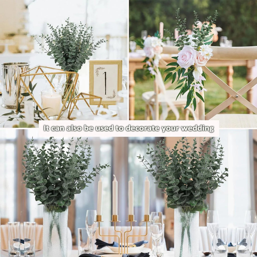 Faux Eucalyptus Leaf Stems — 10 or 20-Piece Bundle