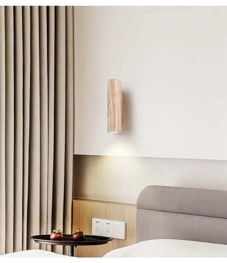 Yellow Marble Wall Sconce — Wabi-Sabi Travertine Light