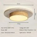Retro Bedroom Ceiling Light Circular Stone LED Ceiling Lamp Walnut/wooden Balcony Hallway Living Room Indoor Light — image 17