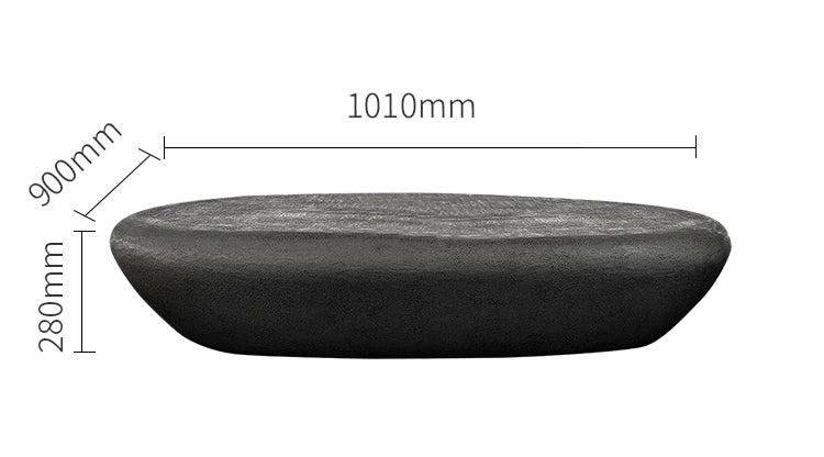 Italian Oval Stone Coffee Table - Minimalist Industrial