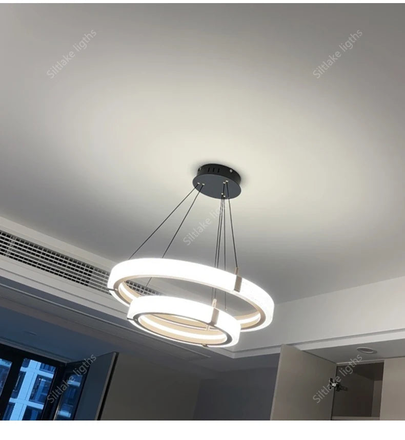 Modern Round Ring Chandelier — Aluminum & Acrylic Ceiling Light