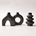 Bohemian Ceramic Vase Set — Black, White & Yellow