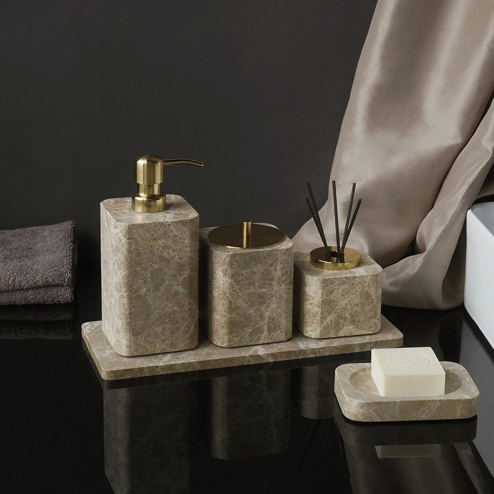 Emperador Marble Bathroom Accessory Set — 8-Piece