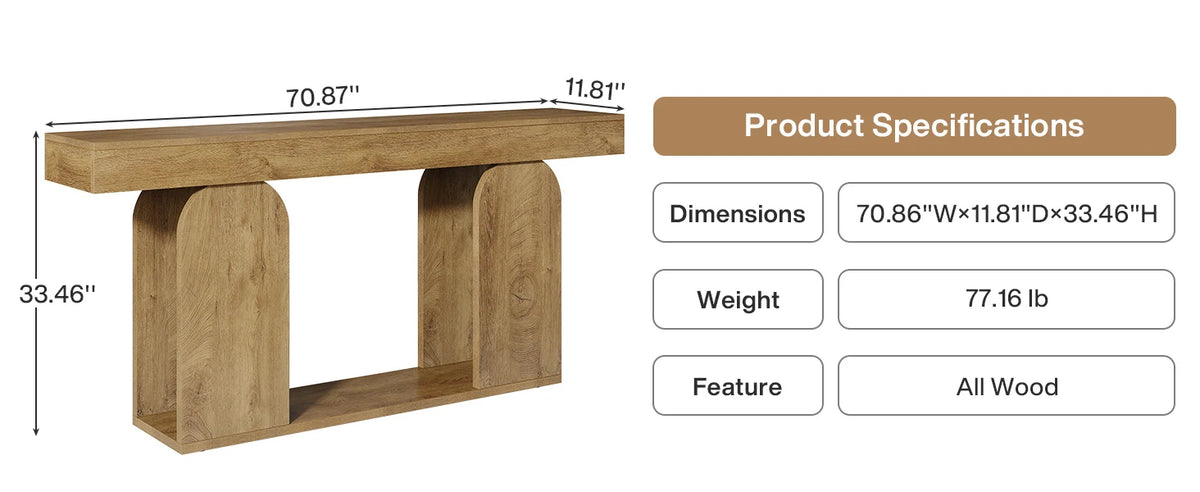 Tribesigns farmhouse console table with U-shaped wood base in an entryway