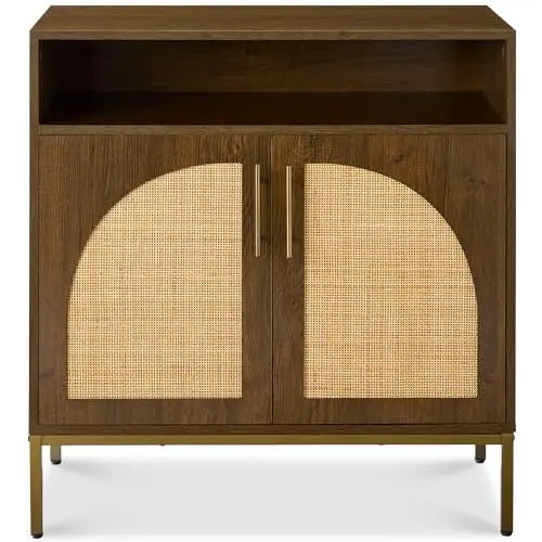 Rattan Storage Cabinet — 2-Door Accent Cupboard