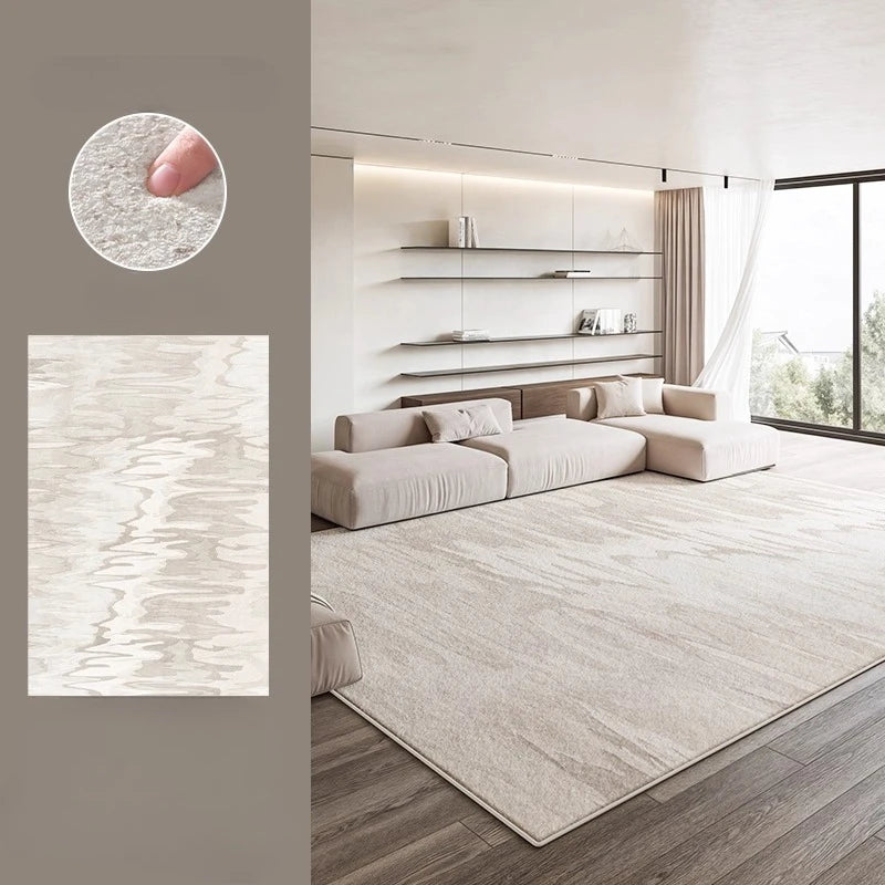 Cream Washable Plush Area Rug — Thick Soft