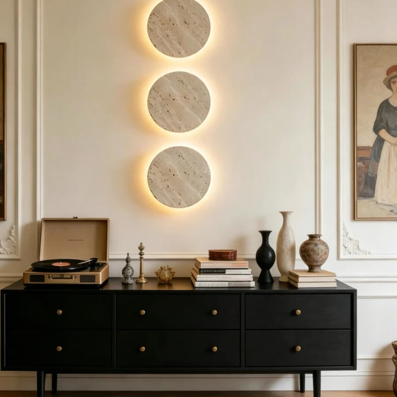 Cave stone LED wall sconce with wabi-sabi design