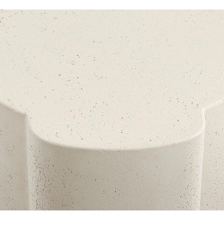 Cream Stone Round Coffee Table - French Minimalist
