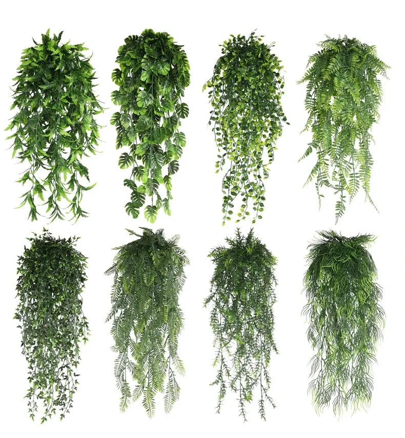 Persian fern Leaves Vines Home Room Decor Hanging Artificial Plant Plastic Leaf Grass Wedding Party Wall Balcony Decoration — main view