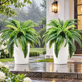 2 Pack Artificial Boston Fern, 39 Fronds UV Resistant Fake Fern Plant, Faux Greenery for Front Porch Patio Indoor Outdoor Home Garden Decor-Pot Not Included — main view