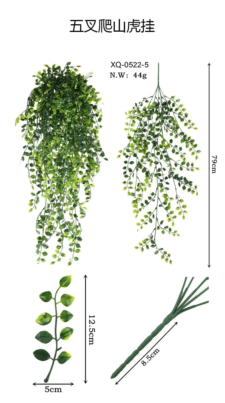 Persian fern Leaves Vines Home Room Decor Hanging Artificial Plant Plastic Leaf Grass Wedding Party Wall Balcony Decoration — image 12