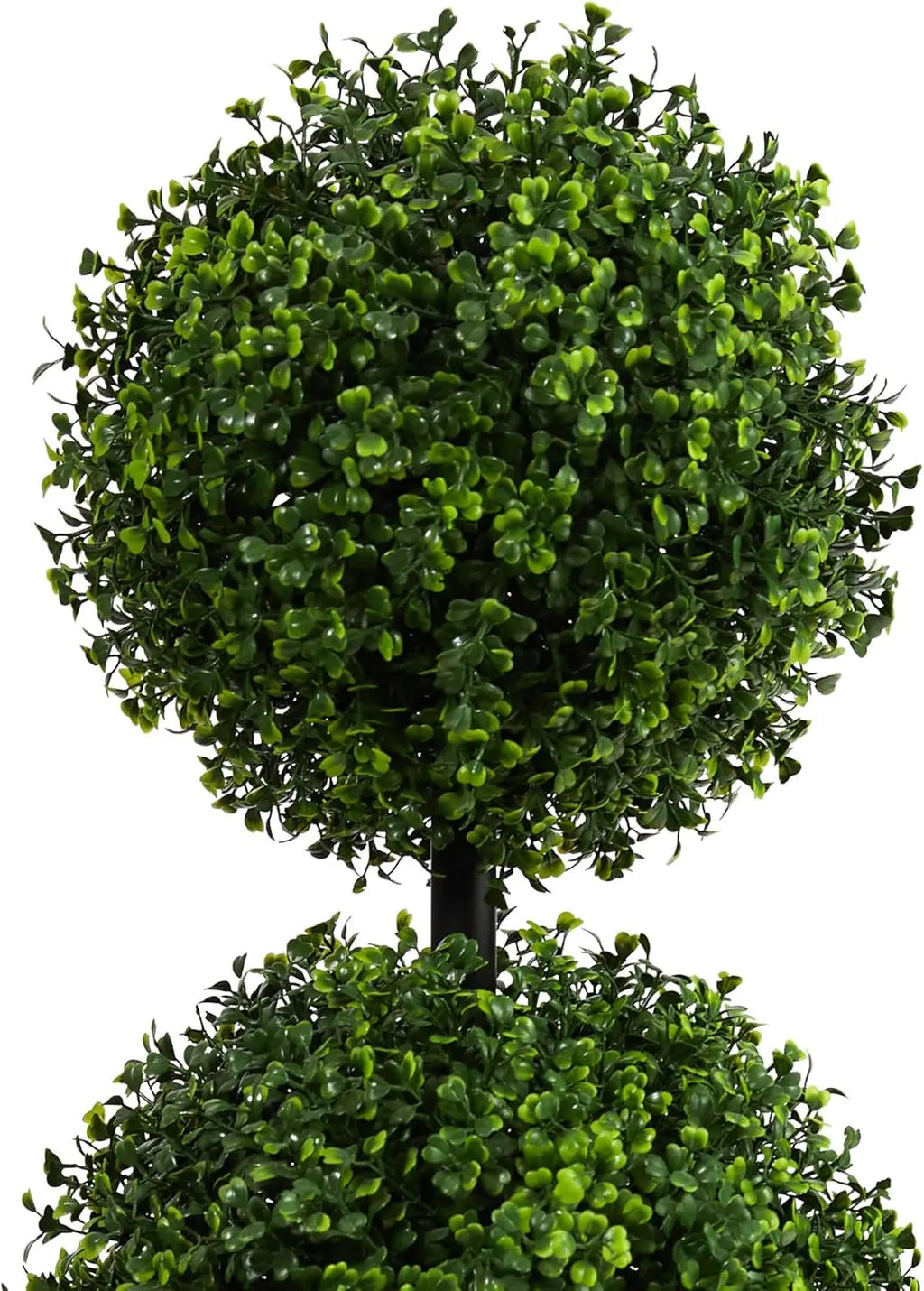 Artificial Triple Ball Boxwood Topiary — 36in, Black Planter