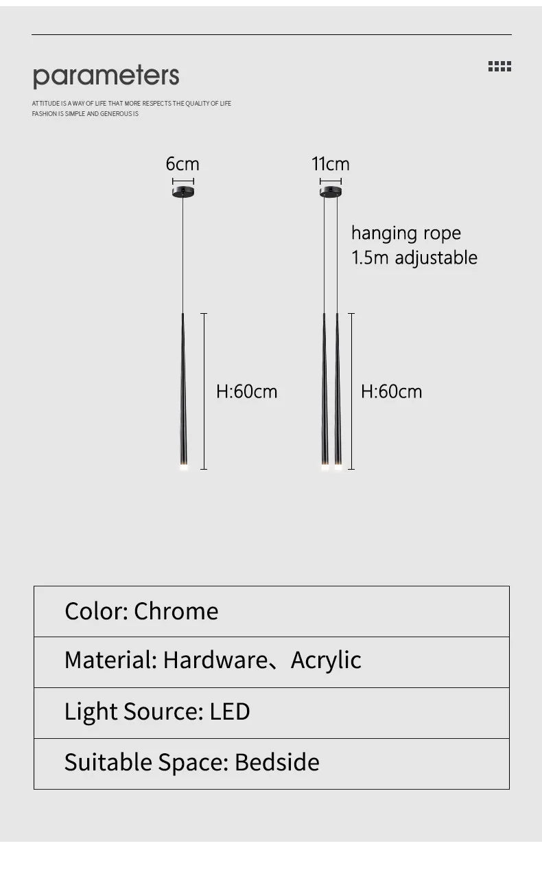 Bedside Chandelier Modern Minimalist Nordic Bedroom Minimalist Long Line Light Luxury Personality Creative Small Chandelier — image 12
