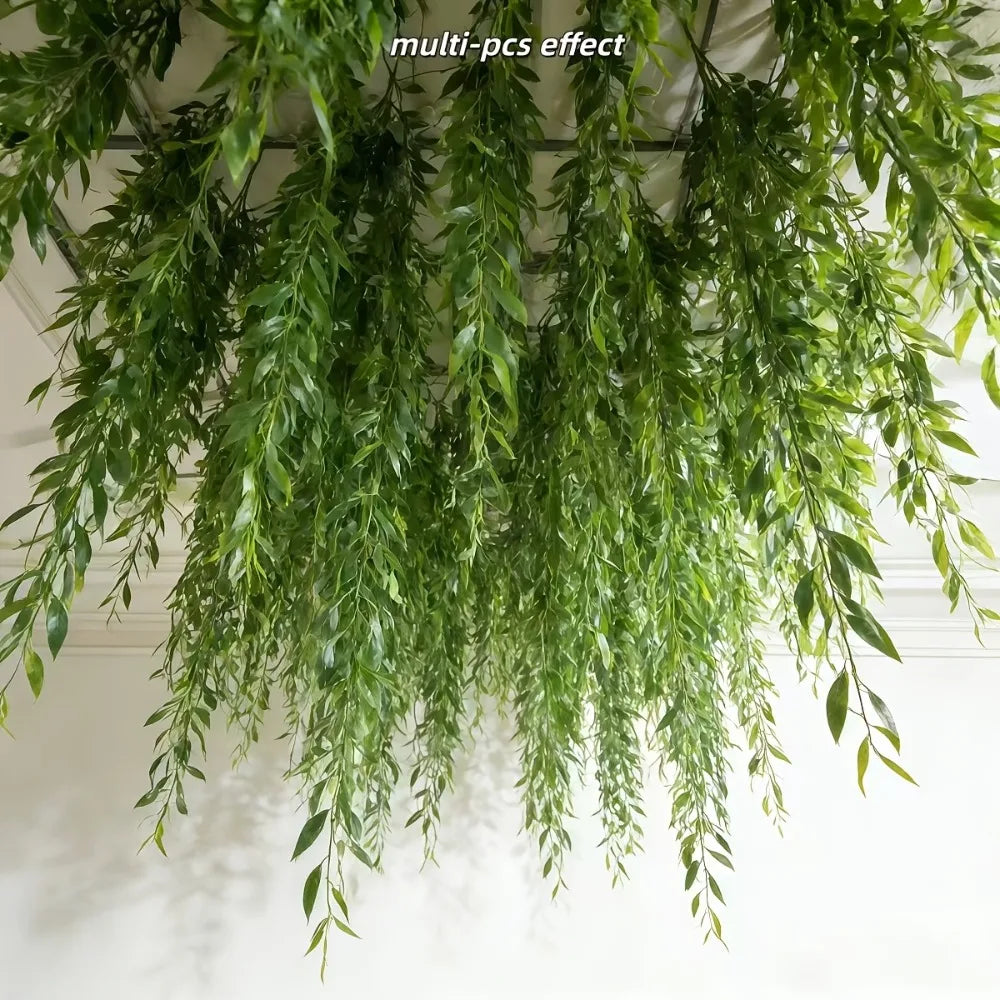 20pcs Extra-Long Deluxe Willow Vine Elegant Artificial Greenery, Faux Evergreen Hanging Vine with Dense for Spring Living Room — close-up detail