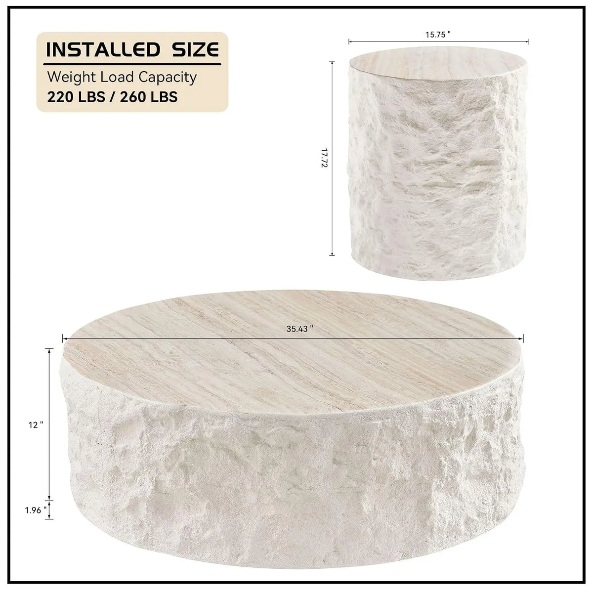 Nesting Drum Coffee Table Set - Modern Pair