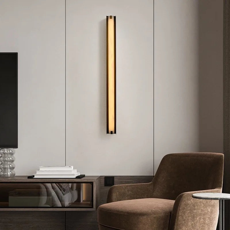 Italian Marble Wall Sconce — Natural Stone & Steel