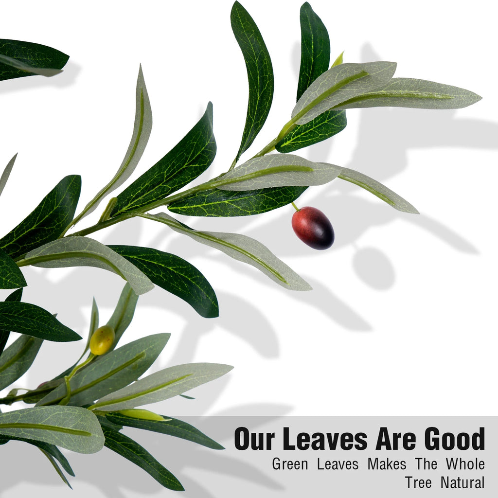 Olive Trees Artificial Indoor, 5.25/6.10/7.10FT Tall Faux Olive Tree with Black Pot, Artificial Plants with Natural Wood Trunk and Lifelike Fruits for Home Office Decor — alternate view