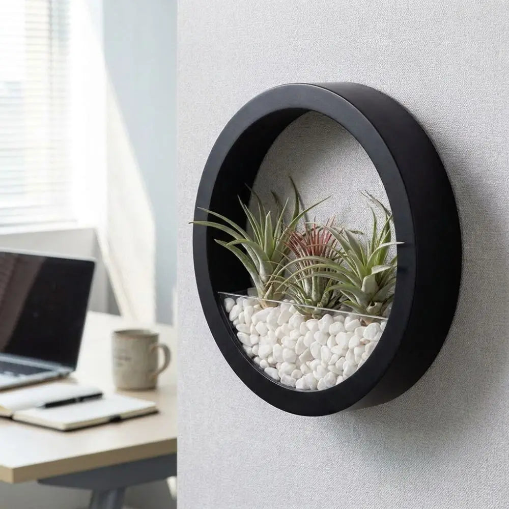 Round Wall-Mounted Hanging Planter — Drill-Free, 7.8in