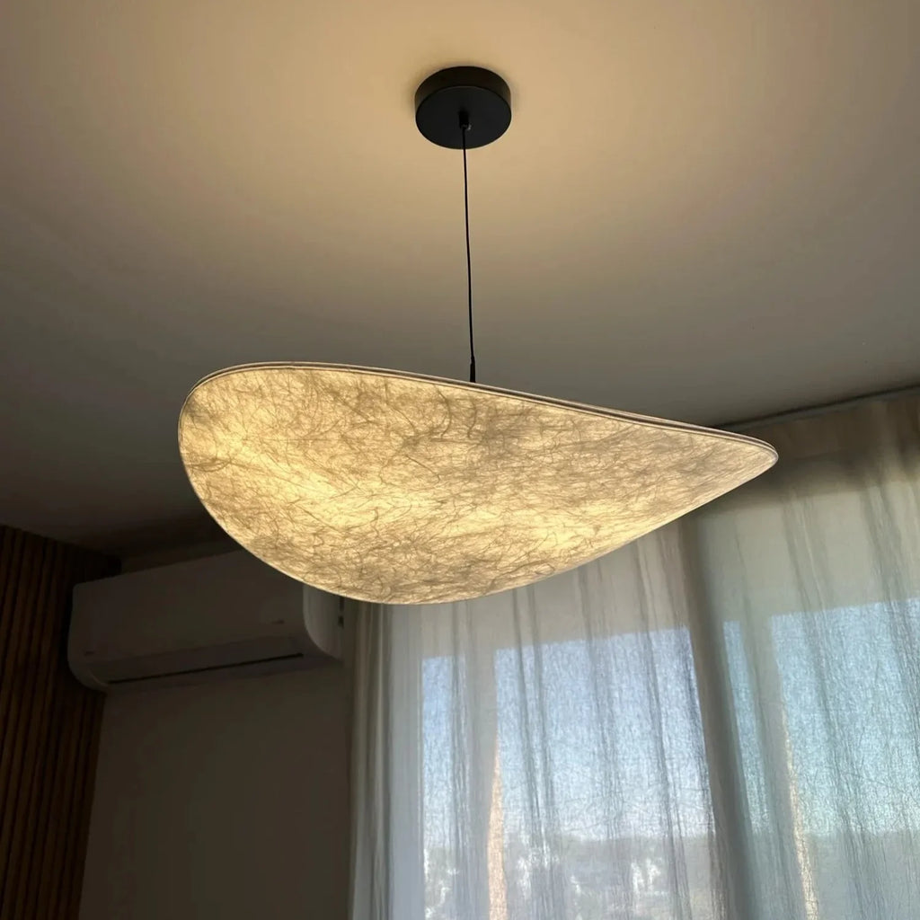 Nordic Silk LED Pendant Lamp for Living Room Home Decor Suspension Chandelier Indoor Hanging Fixture Warm Led Luminaire — room setting