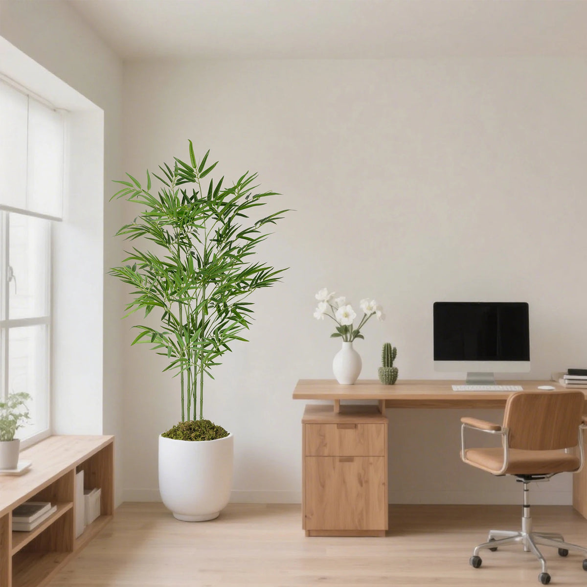 Artificial Bamboo Tree — 4–6 ft, Realistic Trunk & Leaves