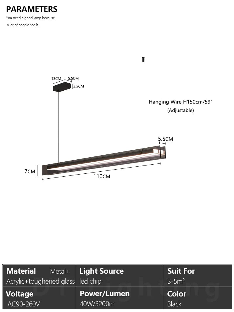 Nordic Black Glass Chandelier — Dining Room Statement Light