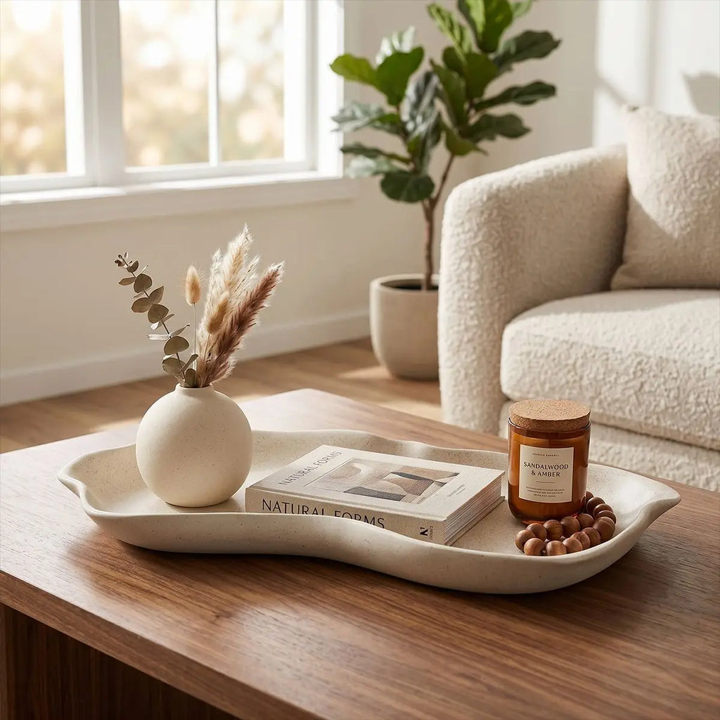Wabi-Sabi Ceramic Storage Tray — Desktop Catchall