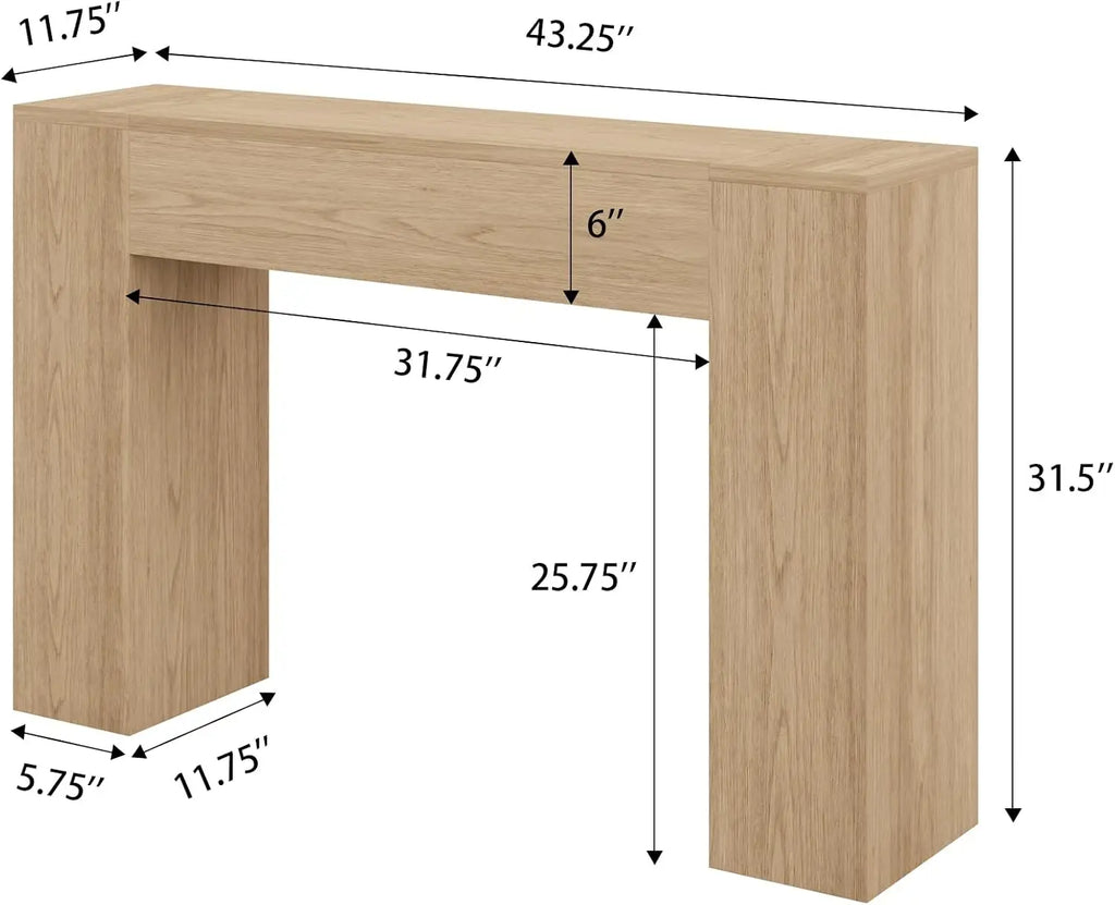 Narrow wood console table for entryway, 43 inches