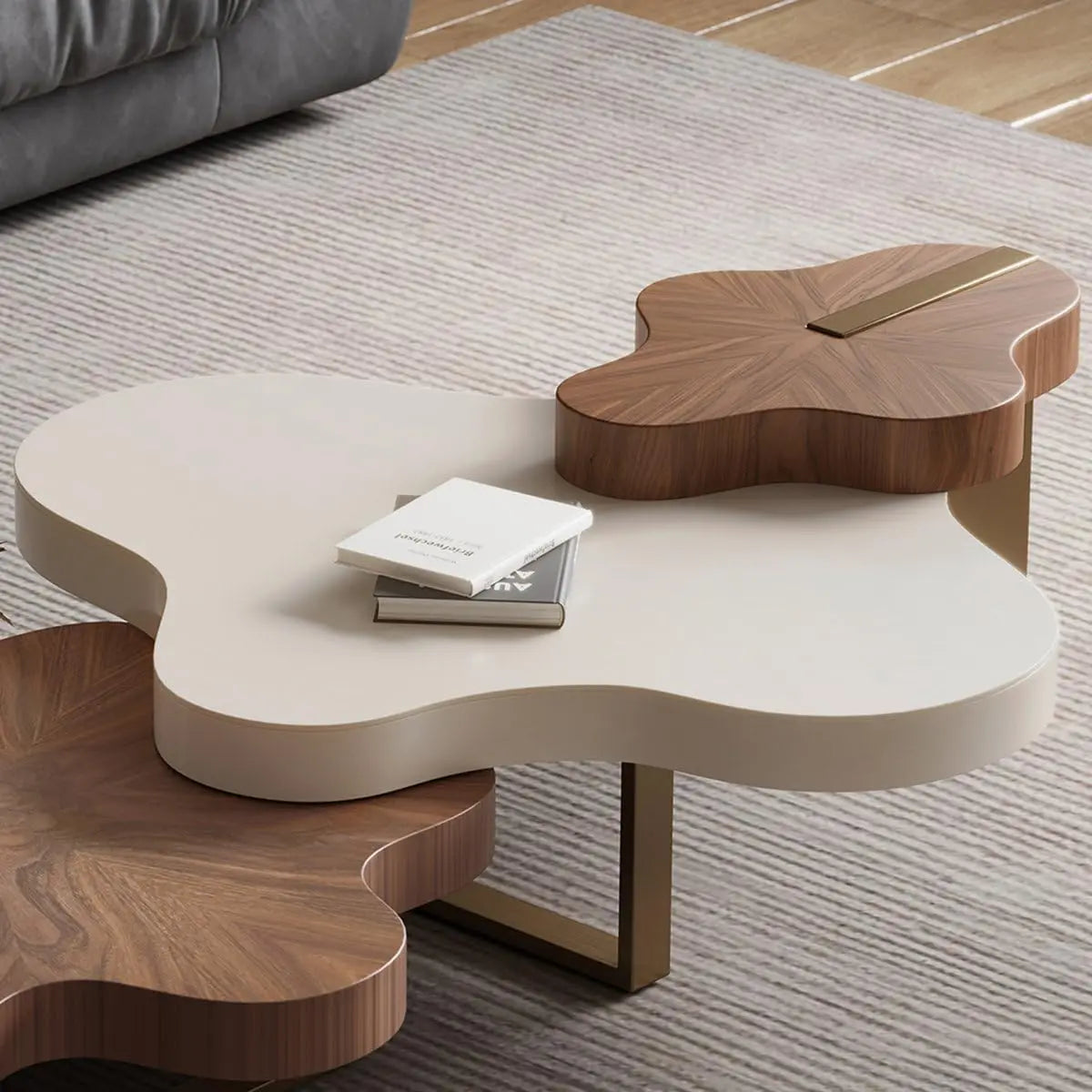 Modern Cloud-Shaped 3-Piece Nested Coffee Table — Walnut