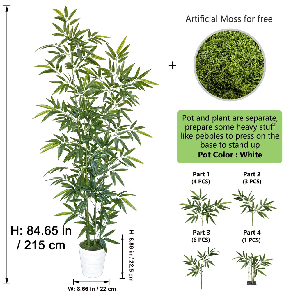 Artificial Green Bamboo Tree — 5.25-7.05 ft Multi-Stem