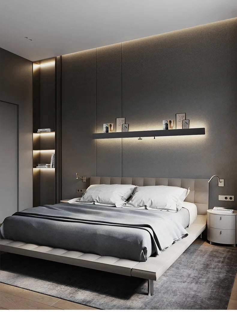 Minimalist Rectangular Bedroom Bedside Storage Light TV Background Wall Ambient Light, Home Hallway Hanging Wall Light — feature detail